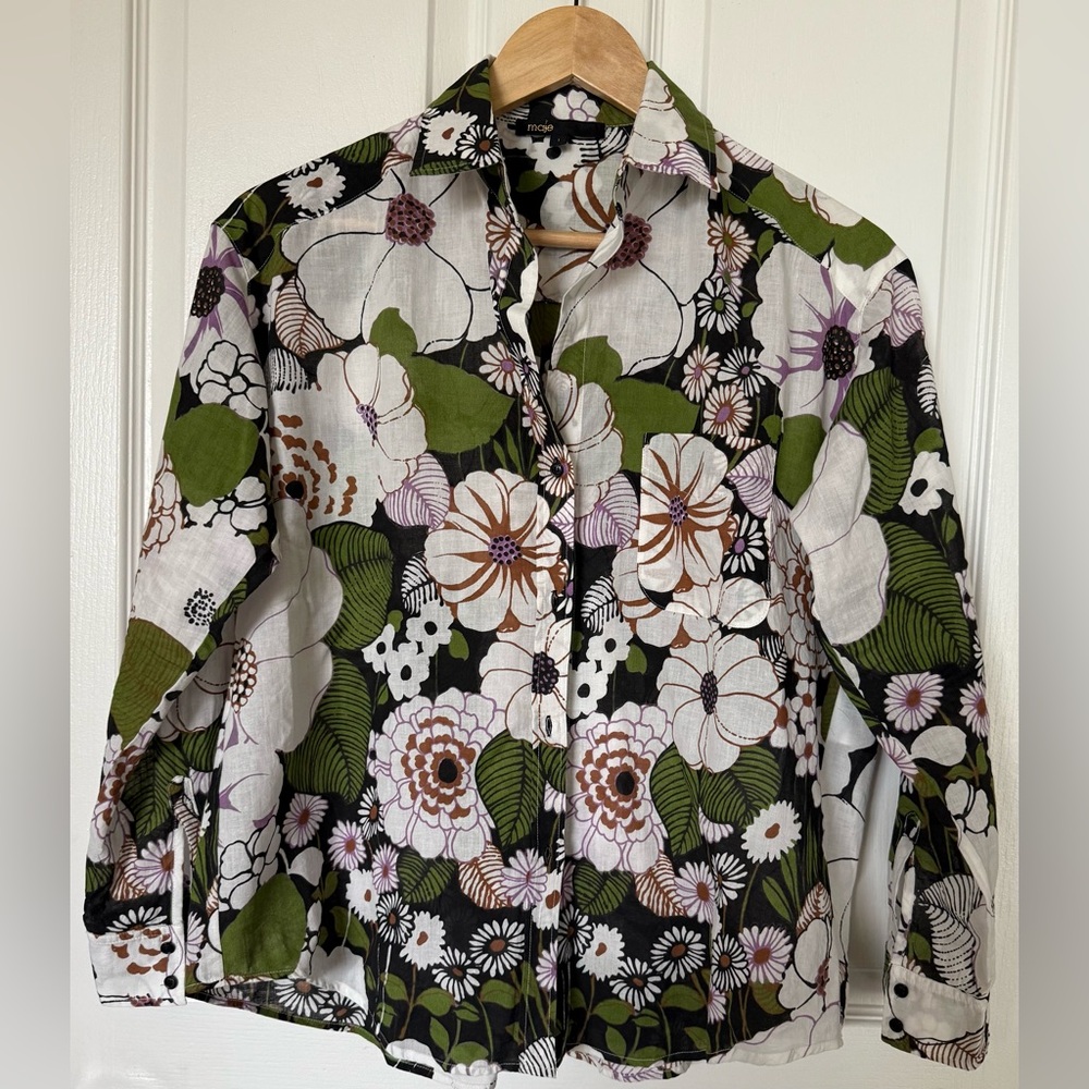 MAJE Womens Floral Print Cotton || Size 1 || Small